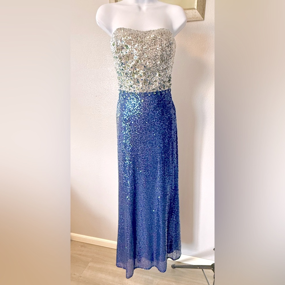 Ever Pretty Strapless Sequin Dress - Silver and Blue